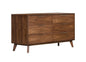51" Brown Wood Six Drawer Double Dresser