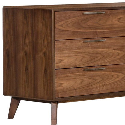 51" Brown Wood Six Drawer Double Dresser