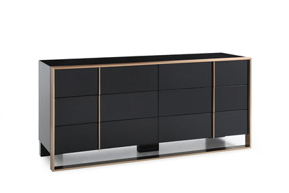 29" Black And Brushed Bronze Dresser