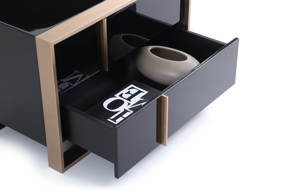 20" Black Wood Two Drawer Nightstand