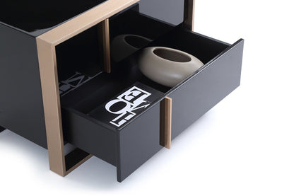 20" Black Wood Two Drawer Nightstand