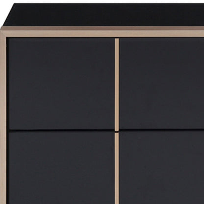 20" Black Wood Two Drawer Nightstand