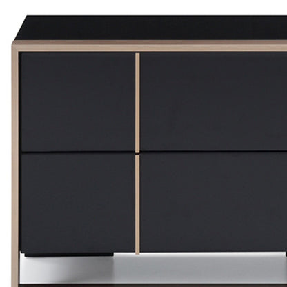 20" Black Wood Two Drawer Nightstand