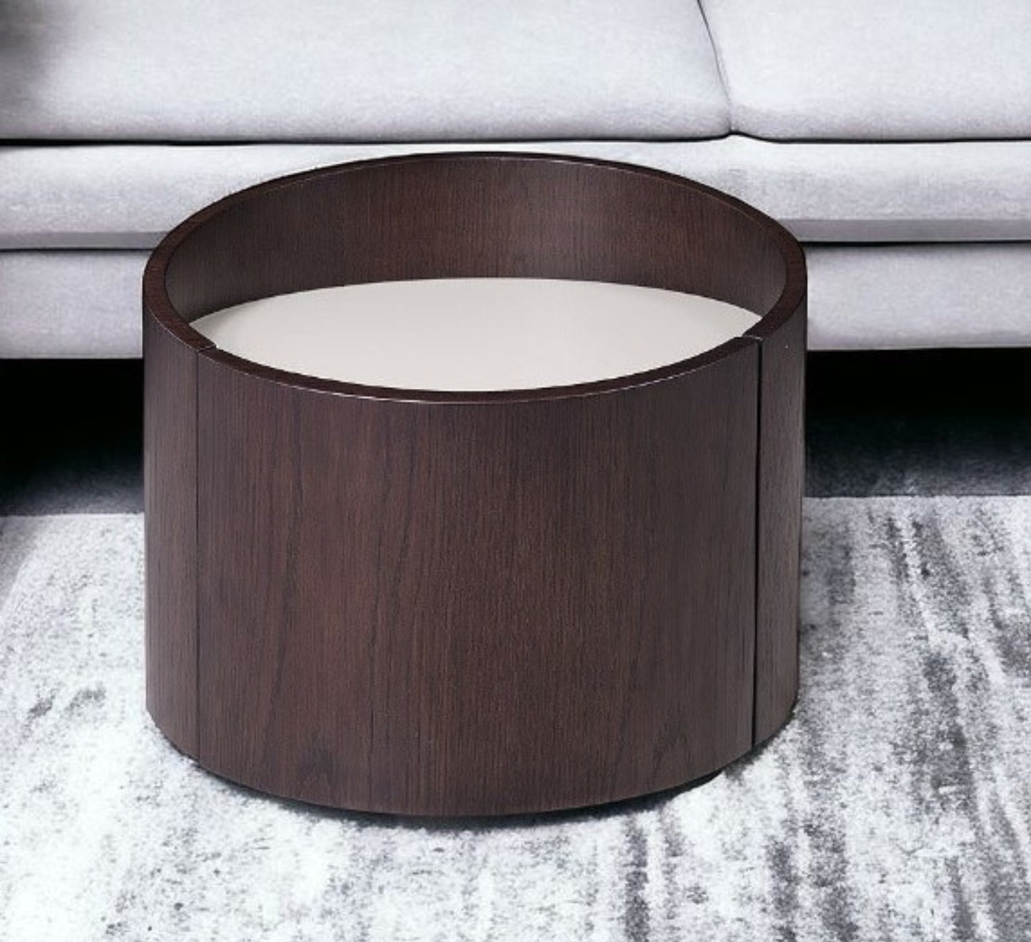 17" Dark Brown Solid Wood Round End Table