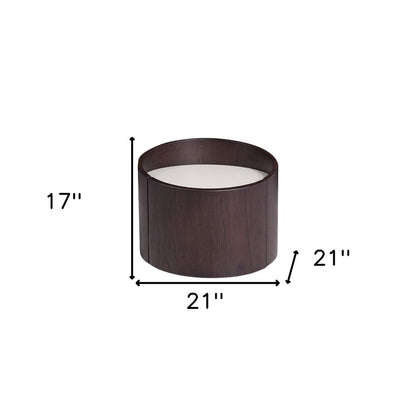 17" Dark Brown Solid Wood Round End Table