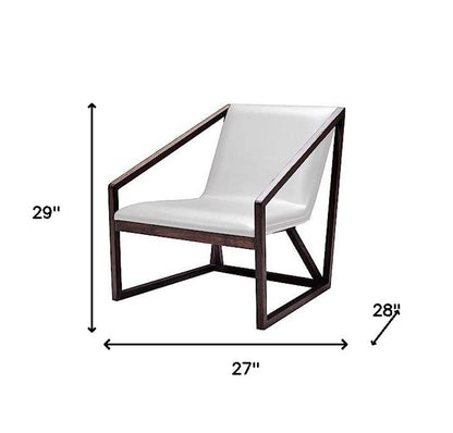 27" Gray And Brown Faux Leather Lounge Chair