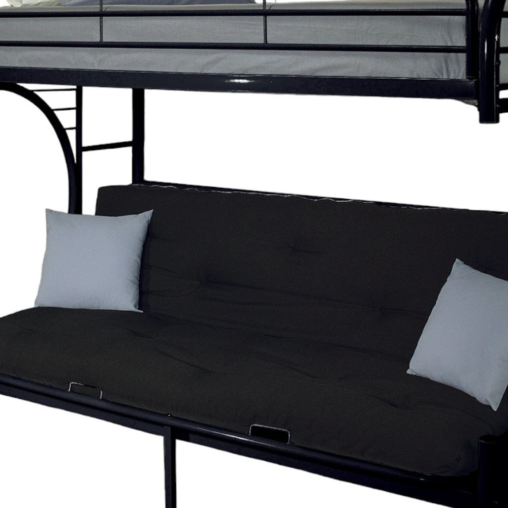 84" X 62" X 65" Twin Xl Over Queen Black Metal Tube Futon Bunk Bed