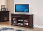 65" Dark Brown Solid Wood Enclosed and Open Storage TV Stand