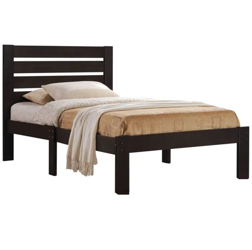 Espresso Solid Wood Full Tufted Bed