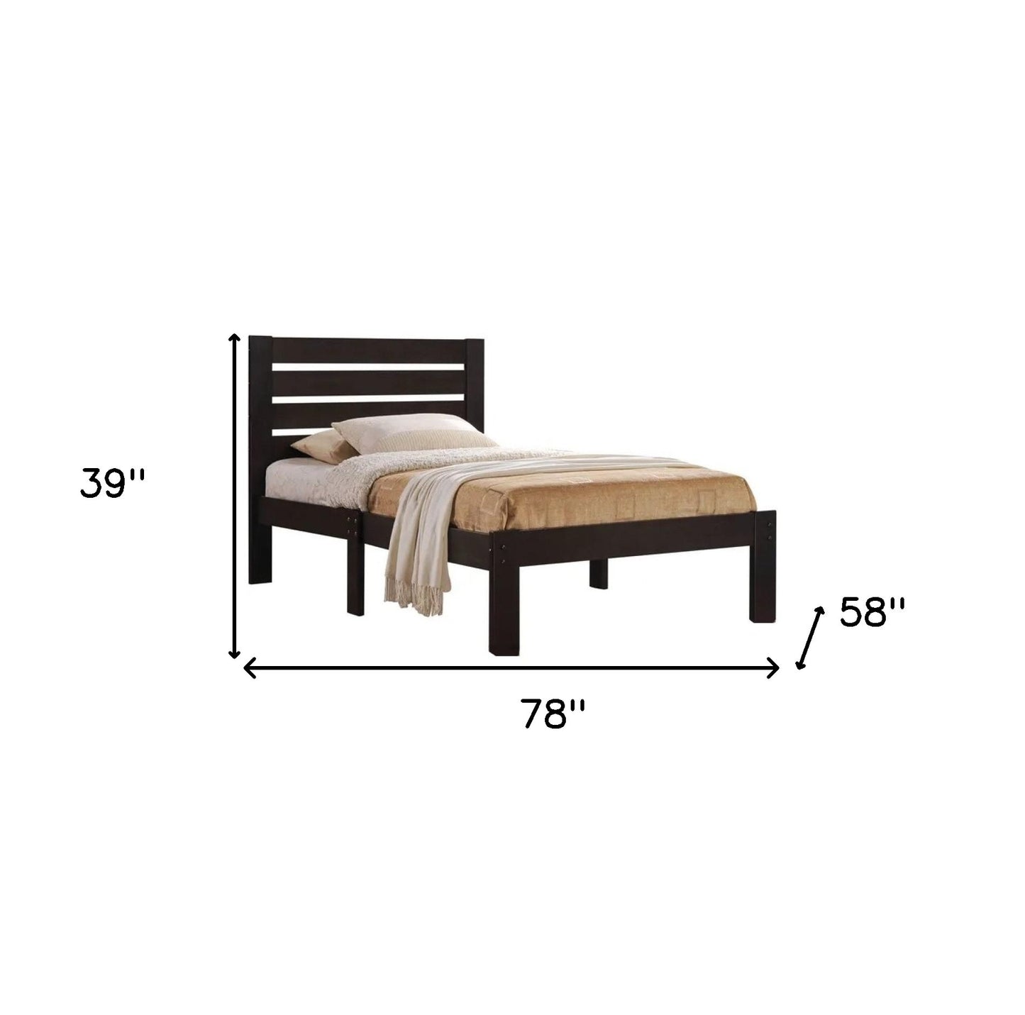 Espresso Solid Wood Full Tufted Bed