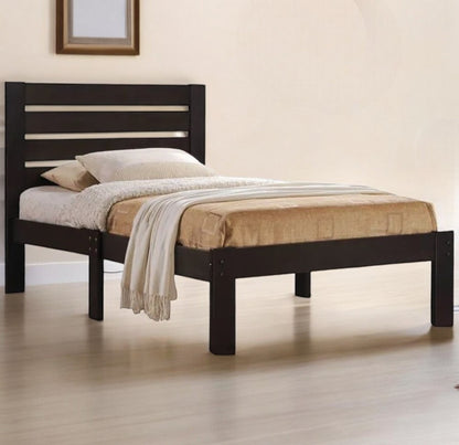 Espresso Solid Wood Full Tufted Bed