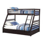 Espresso Twin Over Queen Solid Wood Bunk Bed With Storage
