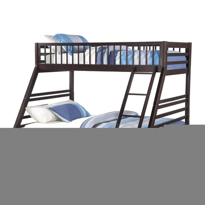 Espresso Twin Over Queen Solid Wood Bunk Bed With Storage