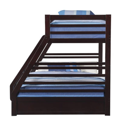 Espresso Twin Over Queen Solid Wood Bunk Bed With Storage