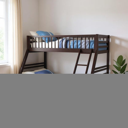 Espresso Twin Over Queen Solid Wood Bunk Bed With Storage