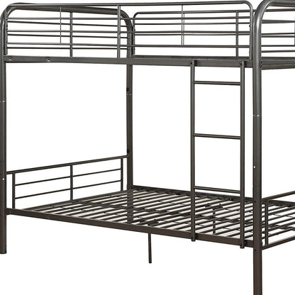 79" X 57" X 65" Gunmetal Metal Tube Full Over Full Bunk Bed