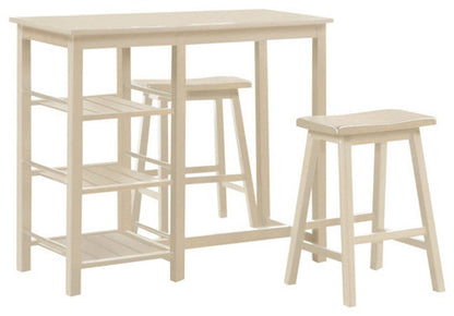 43" Three Piece Beige Solid Wood Rectangular Bar Table