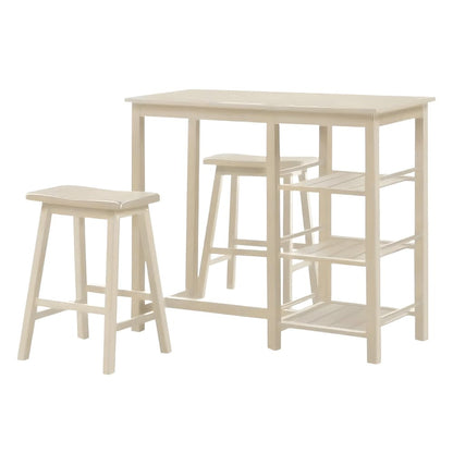 43" Three Piece Beige Solid Wood Rectangular Bar Table