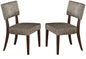 Set of Two Tufted Gray And Brown Upholstered Fabric Open Back Dining Side Chairs