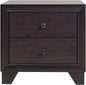 22" Espresso Two Drawers Solid Wood Nightstand