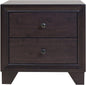 22" Espresso Two Drawers Solid Wood Nightstand
