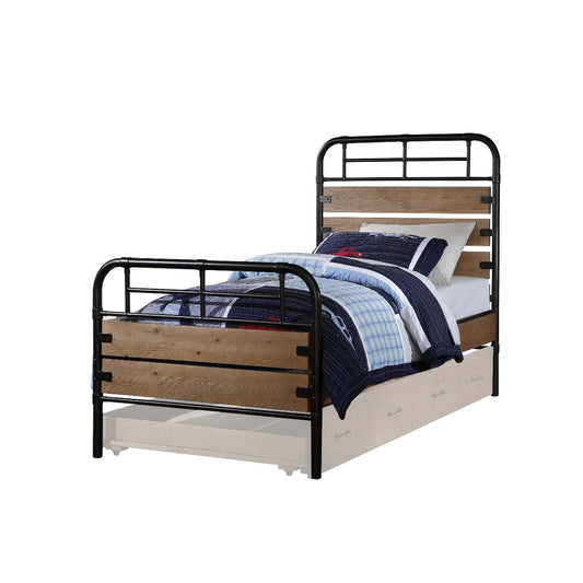 Brown and Black Solid Wood Twin Bed Frame