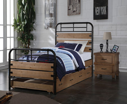 Brown and Black Solid Wood Twin Bed Frame