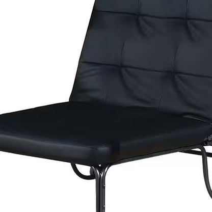 75" Black Faux Leather Tufted Convertible Chair