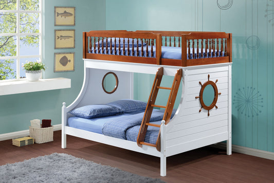 Brown and White Full Coastal Bunk Bed