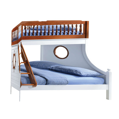 Brown and White Full Coastal Bunk Bed