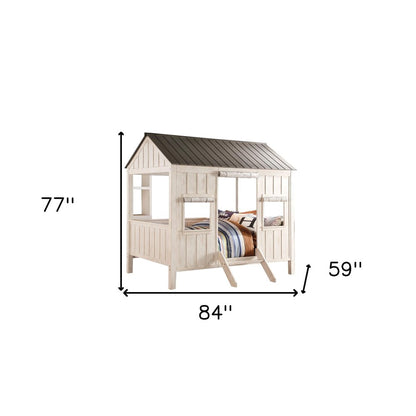 White Solid Wood Full House Bed