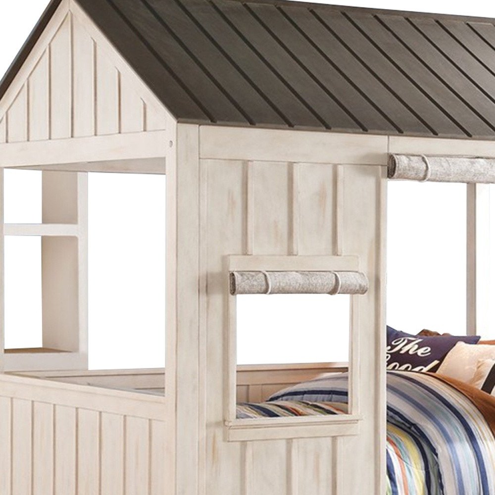 White Solid Wood Full House Bed