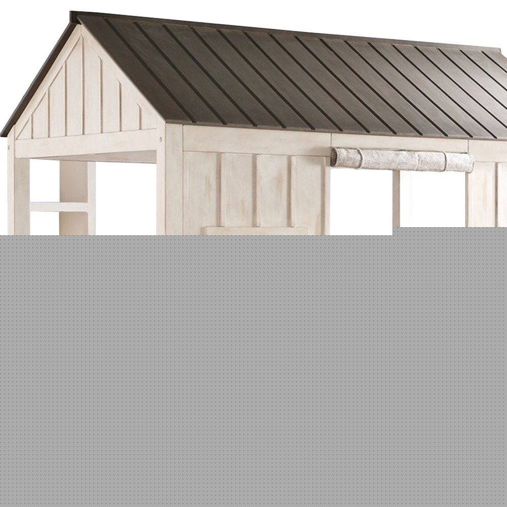 Pink and White Wood Full Bed Frame