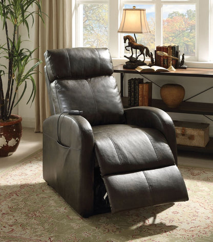 28" Gray Tufted Faux Leather Faux Leather Power Lift Assist Recliner