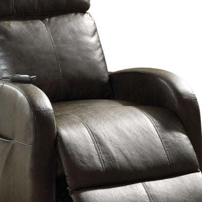 28" Gray Tufted Faux Leather Faux Leather Power Lift Assist Recliner