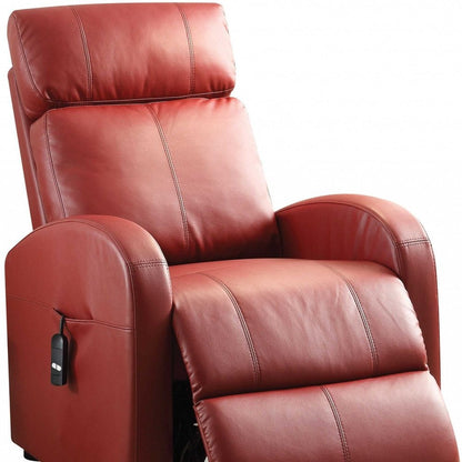 28" Red Tufted Faux Leather Power Lift Assist Recliner