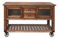 58" Rustic Brown Rolling Kitchen Cart With Storage