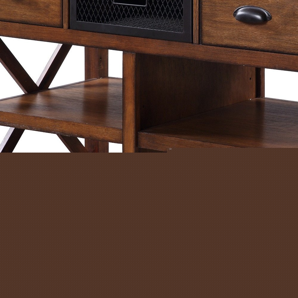 Brown And Silver 48" Rolling Kitchen Cart With Storage