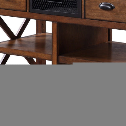 Brown And Silver 48" Rolling Kitchen Cart With Storage