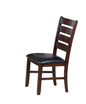 Set of Two Black And Dark Brown Upholstered Faux Leather Slat Back Dining Side Chairs
