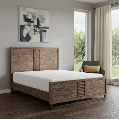 Solid Wood Queen Brown and Black Bed