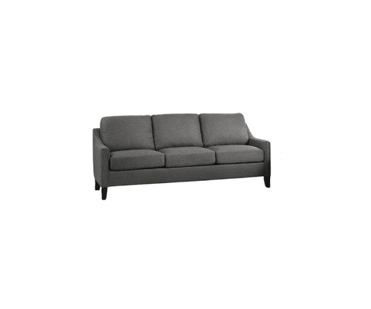 68" Gray Linen Sofa With Black Legs