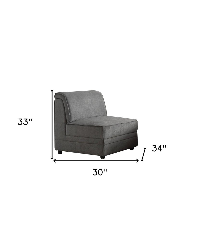 30" Gray and Black Velvet Slipper Chair