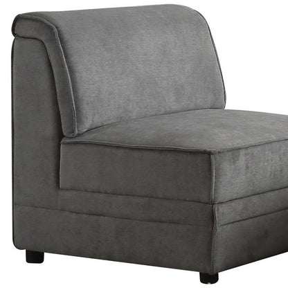 30" Gray And Black Velvet Slipper Chair