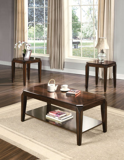 Dark Brown Solid Wood Coffee Table With Shelf