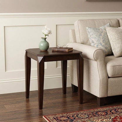 23" Dark Brown Solid Wood End Table