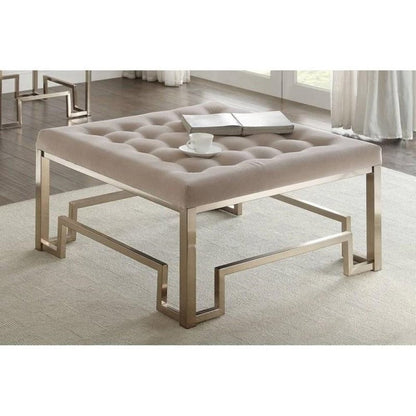 36" Champagne Polyester Tufted Cocktail Ottoman