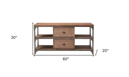60" Enclosed and Open Storage TV Stand