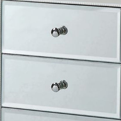 38" White Six Drawer Wood and Mirrored Glass Jewelry Armoire