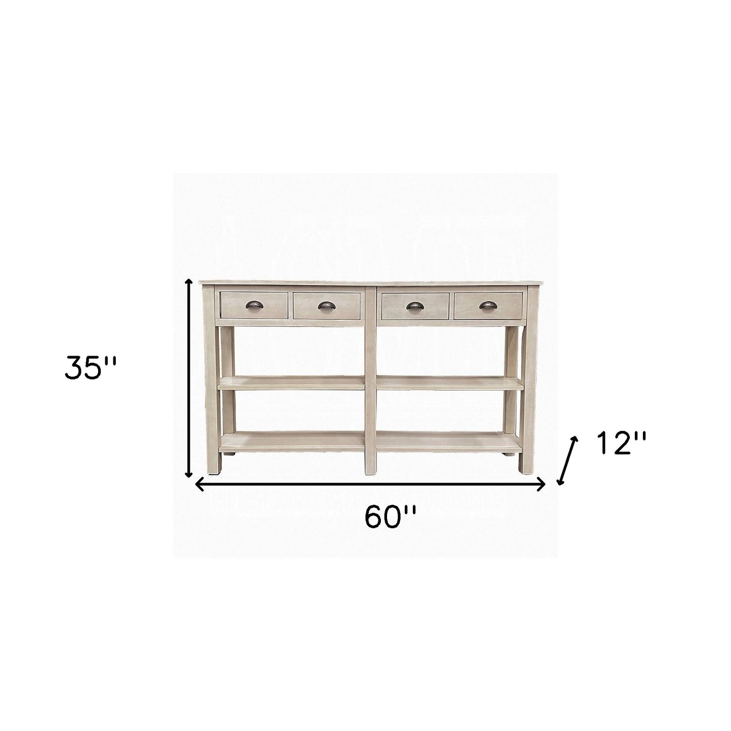 72" Cream Solid Wood Console Table